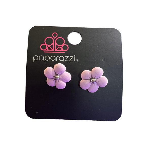 Paparazzi - Flower Earrings - Rhinestone Center - Multiple Colors Available - Picture 4 of 6